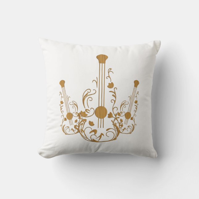 Scrolled Wood Guitars Outdoor Pillow (Front)