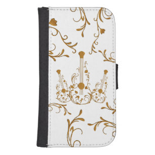 Scrolled Wood Guitars Galaxy S4 Wallet Case
