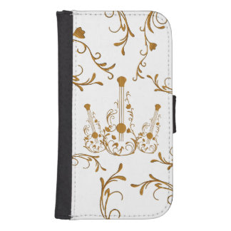 Scrolled Wood Guitars Galaxy S4 Wallet Case