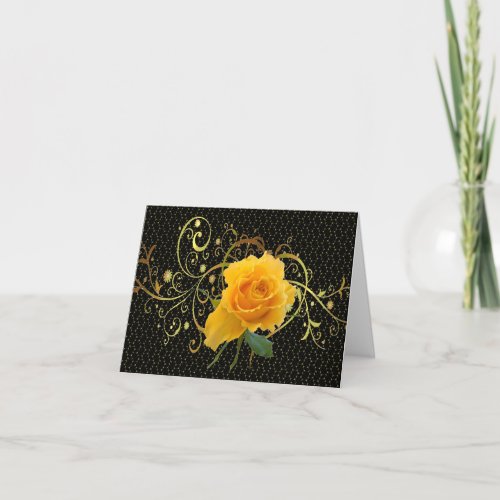 Scrolled Yellow Rose Note Card