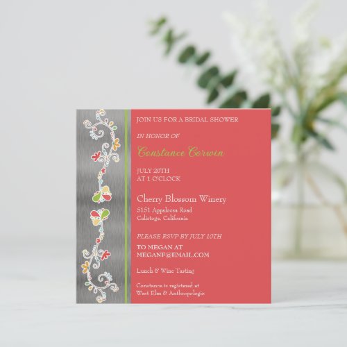 Scrolling Floral Bridal Shower Invitation