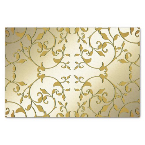 Scrolling Gold Leaves Tissue Paper