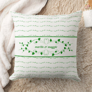 Scrolling Hearts Monogrammed Throw Pillow