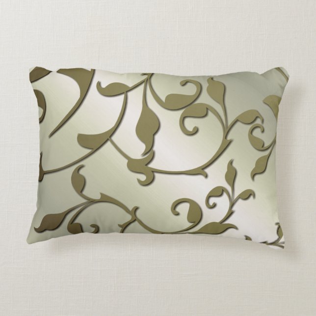 Scrolling Olive Leaves Accent Pillow (Back)