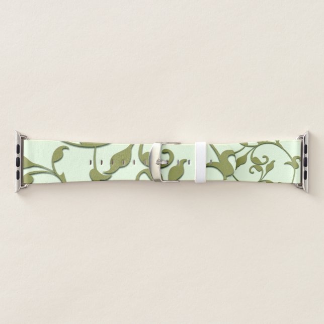 Scrolling Olive Leaves Apple Watch Band (Band)
