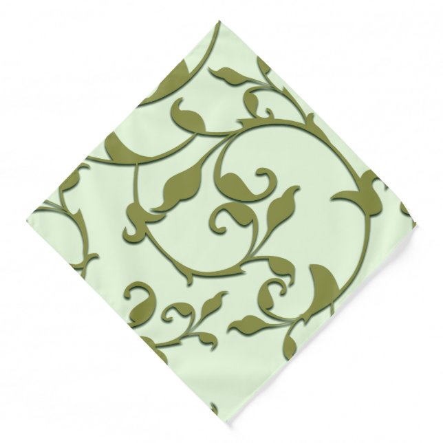 Scrolling Olive Leaves Bandana (Front)