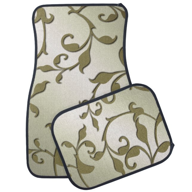 Scrolling Olive Leaves Car Floor Mat (Set)