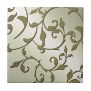Scrolling Olive Leaves Ceramic Tile