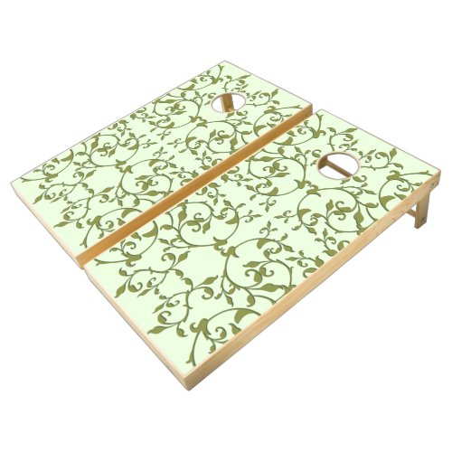 Scrolling Olive Leaves Cornhole Set