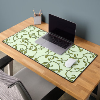 Scrolling Olive Leaves Desk Mat