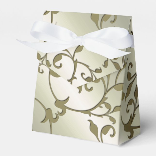 Scrolling Olive Leaves Favor Boxes (Front Side)