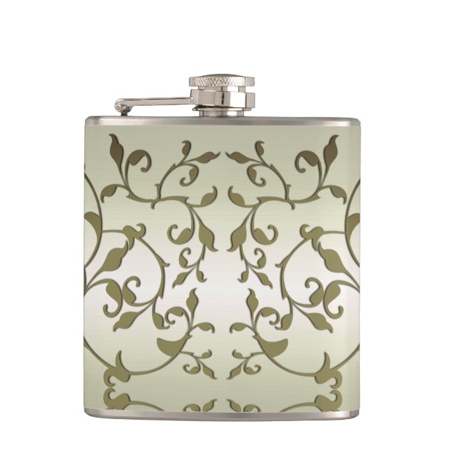 Scrolling Olive Leaves Flask (Front)