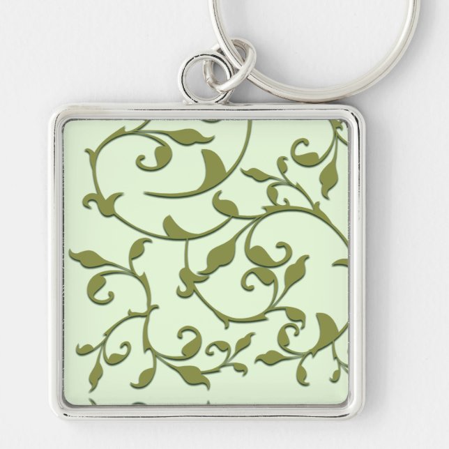 Scrolling Olive Leaves Keychain (Front)