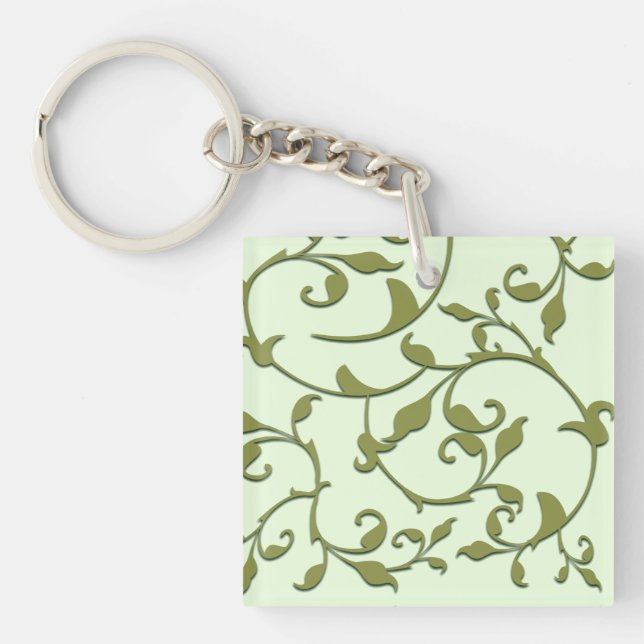 Scrolling Olive Leaves Keychain (Front)