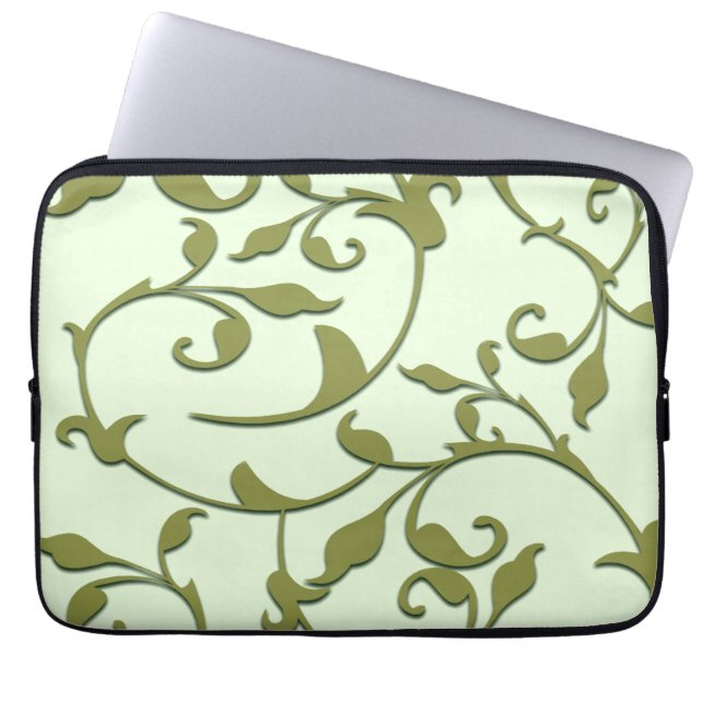 Scrolling Olive Leaves Laptop Sleeve (Front)