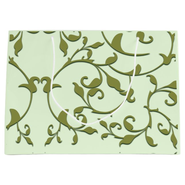 Scrolling Olive Leaves Large Gift Bag (Front)