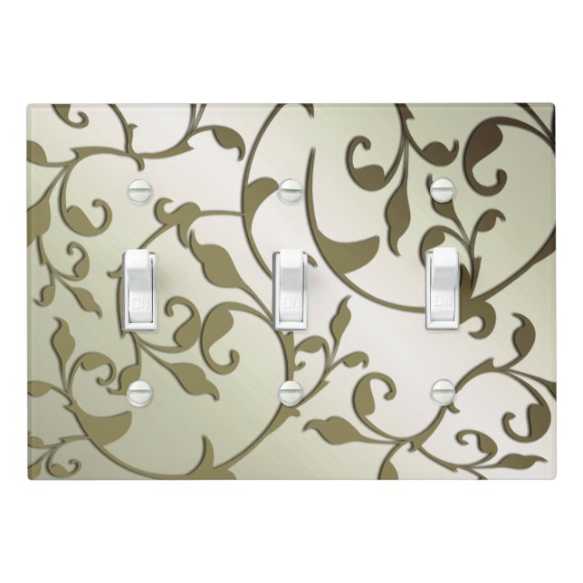 Scrolling Olive Leaves Light Switch Cover (In Situ)