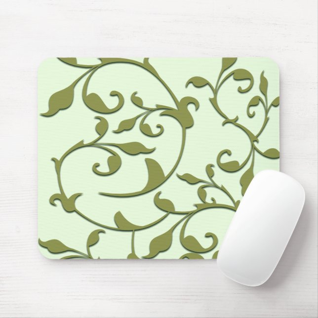 Scrolling Olive Leaves Mouse Pad (With Mouse)