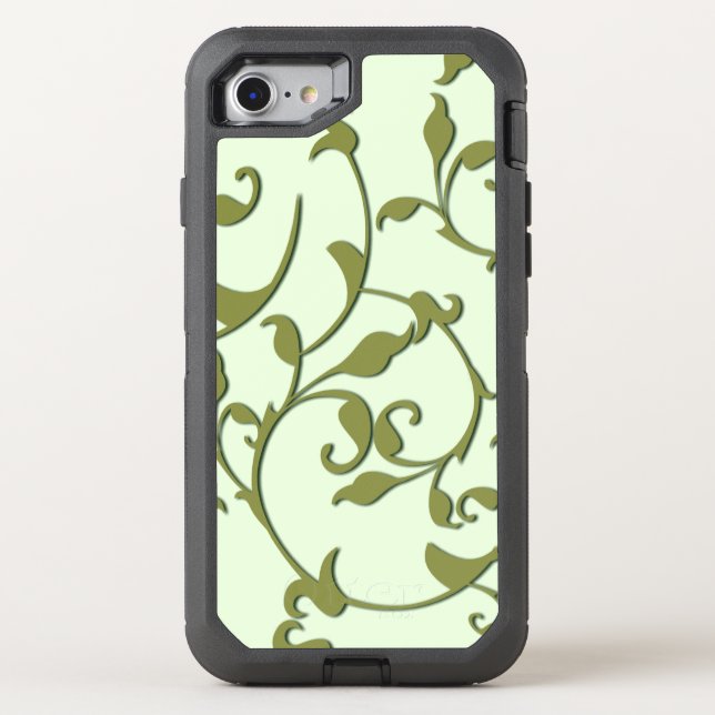 Scrolling Olive Leaves Otterbox iPhone Case (Back)