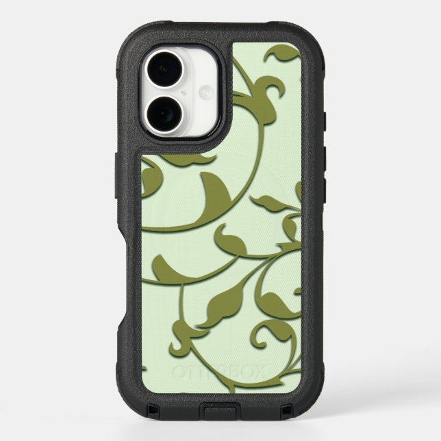 Scrolling Olive Leaves Otterbox iPhone Case (Back)