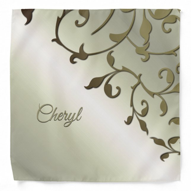 Scrolling Olive Leaves Personal Bandana (Front)