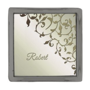 Scrolling Olive Leaves Personal Gunmetal Finish Lapel Pin