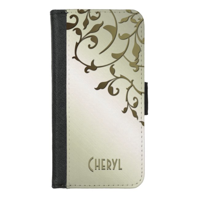 Scrolling Olive Leaves Personal iPhone Wallet Case (Front)