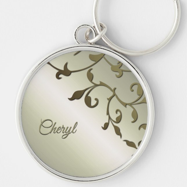 Scrolling Olive Leaves Personal Keychain (Front)