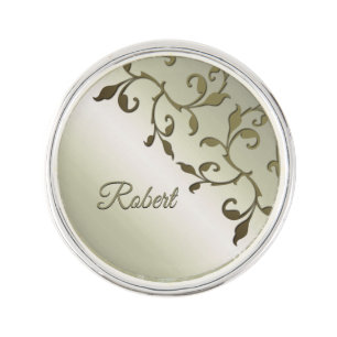 Scrolling Olive Leaves Personal Lapel Pin