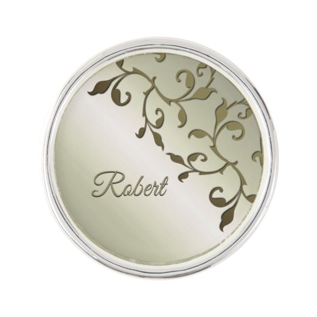 Scrolling Olive Leaves Personal Lapel Pin (Front)