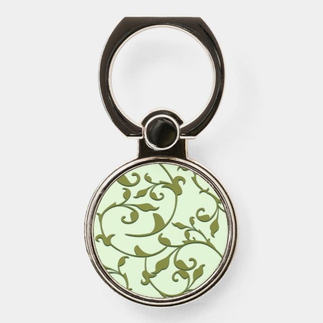 Scrolling Olive Leaves Phone Ring Stand (Front)