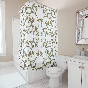 Scrolling Olive Leaves Shower Curtain