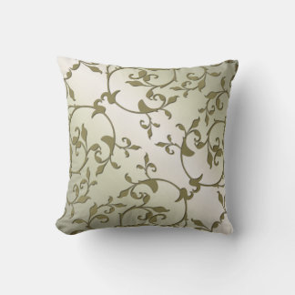 Scrolling Olive Leaves Throw Pillow