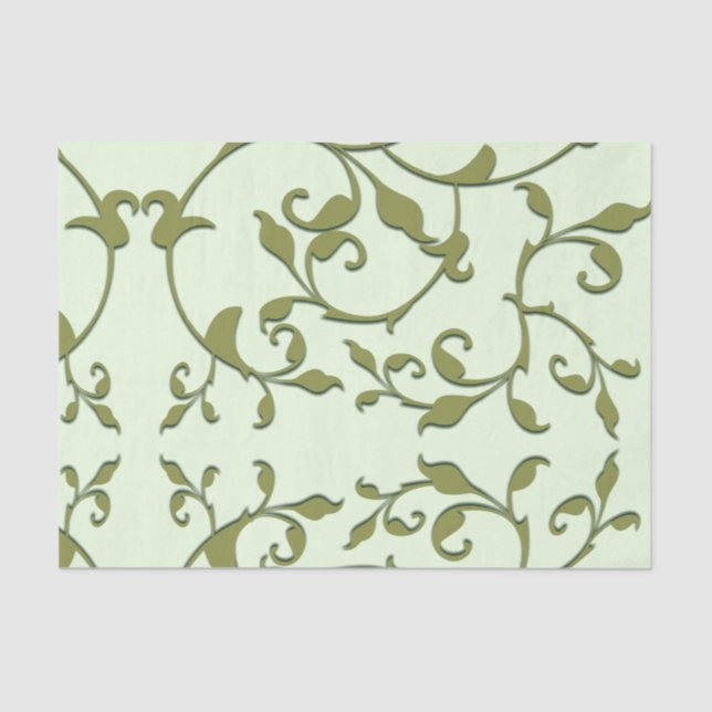 Scrolling Olive Leaves Tissue Paper (Front)