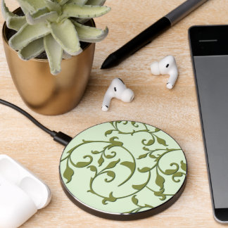 Scrolling Olive Leaves Wireless Charger