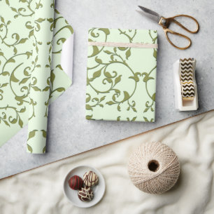 Scrolling Olive Leaves Wrapping Paper
