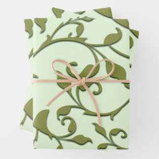 Scrolling Olive Leaves Wrapping Paper Sheets