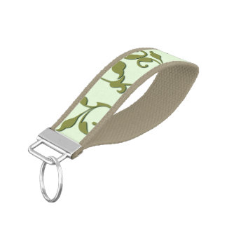 Scrolling Olive Leaves Wrist Keychain