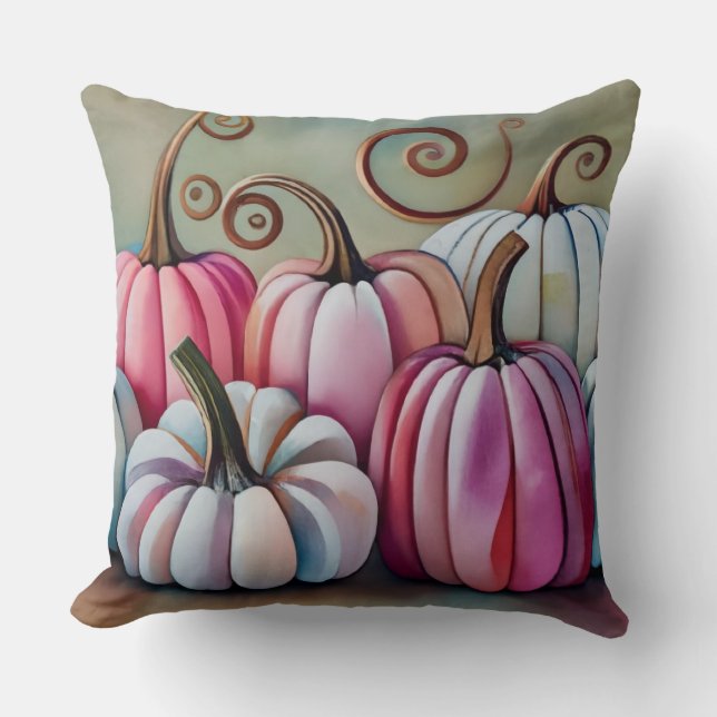 Scrolling Pumpkins  Throw Pillow (Front)