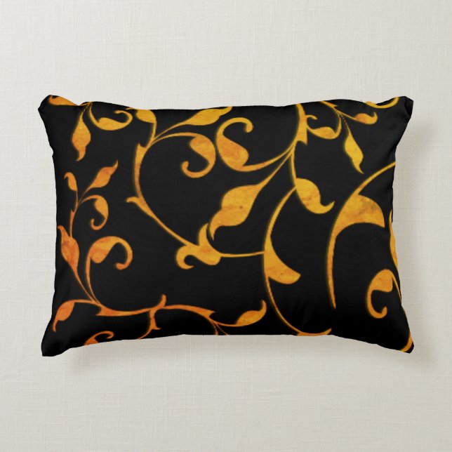 Scrolling Rust and Black Accent Pillow (Front)