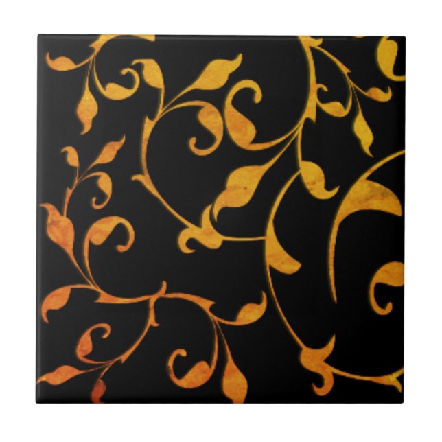 Scrolling Rust and BLack Ceramic Tile (Front)