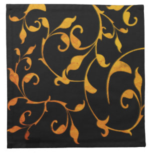 Scrolling Rust and BLack Cloth Napkin