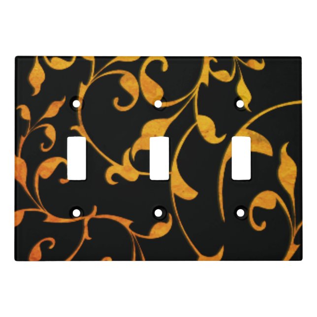 Scrolling Rust and Black Light Switch Cover (Front)