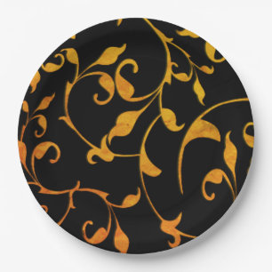 Scrolling Rust and BLack Paper Plates