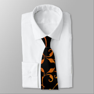 Scrolling Rust and Black Silky Neck Tie