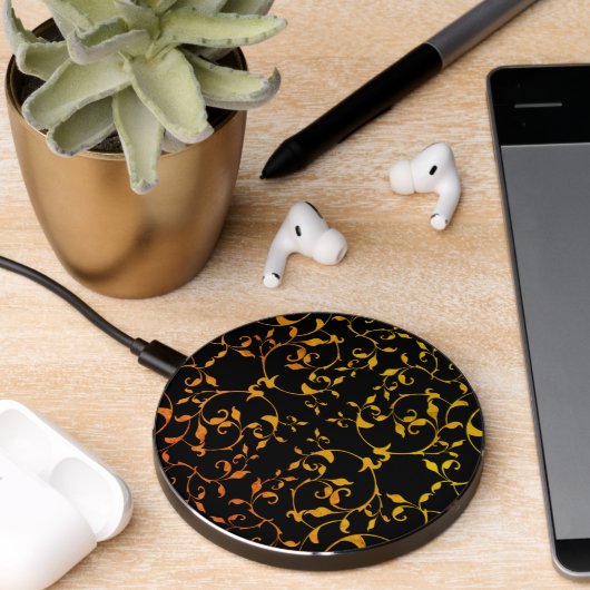 Scrolling Rust and Black Silky Wireless Charger (Desk 2)