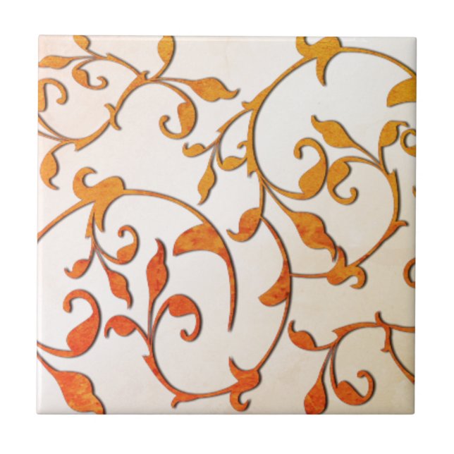 Scrolling Rust Ceramic Tile (Front)