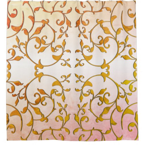 Scrolling Rust Leaves Shower Curtain | Zazzle