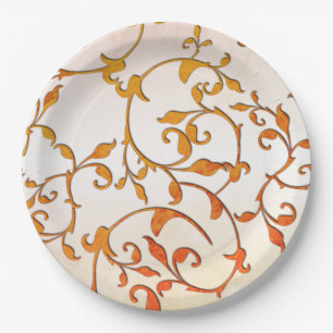 Scrolling Rust Paper Plates