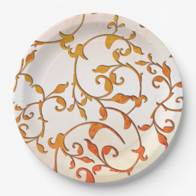 Scrolling Rust Paper Plates (Front)
